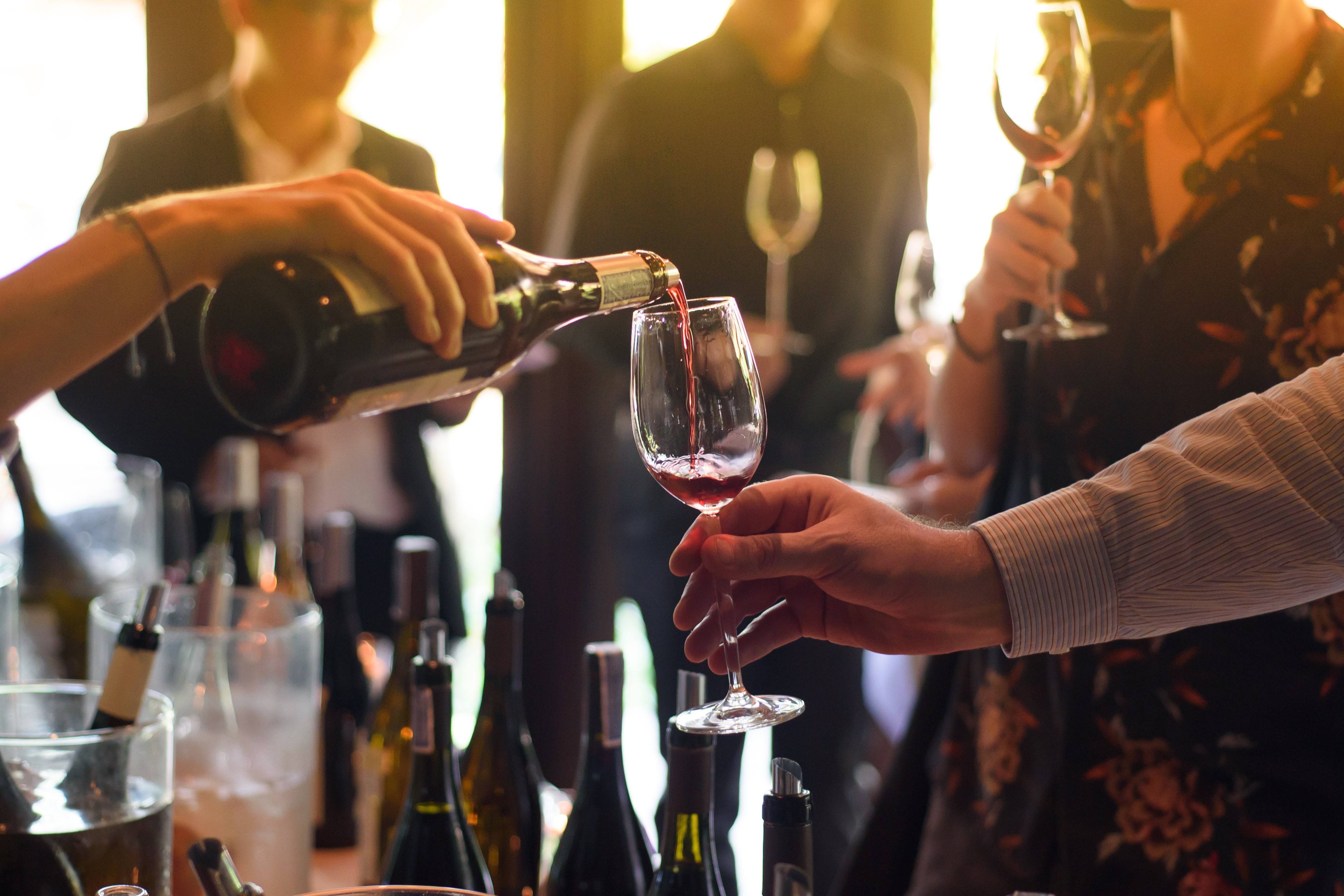 AI for wine sellers and collectors — guests sharing a private wine tasting